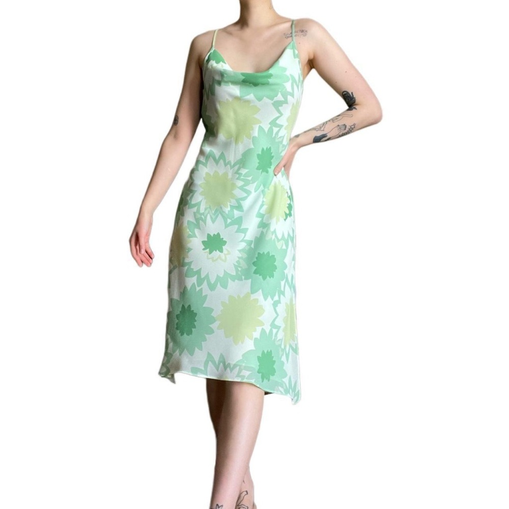 Express Vintage Green Floral Y2K Slip Dress
